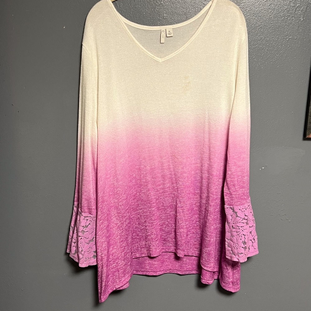 CATO  EST. 1946 XL IVORY And PINK OMBRÉ SWEATER